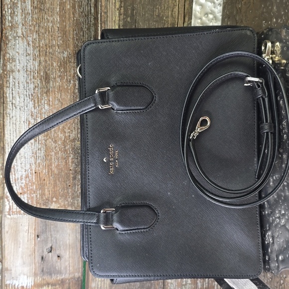 Kate Spade Black Leather Rae Medium Satchel With Crossbody Strap, NWOT - Picture 3 of 11